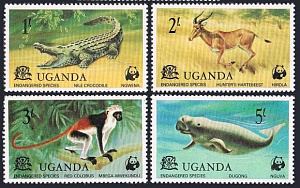 Уганда, 1977, Фауна Африки, WWF, 4 марки